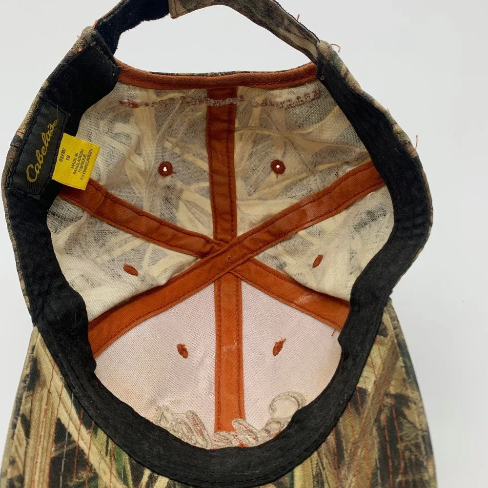 Cabela's Baseball Hat Mens OSFM Brown Camo Embroidered Logo Adjustable Strap